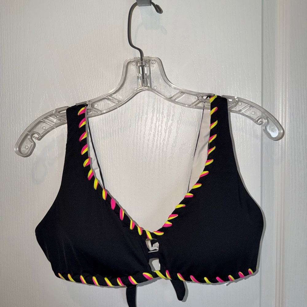 BECCA Swim NWOT Swim Top with Yellow & Pink Trim